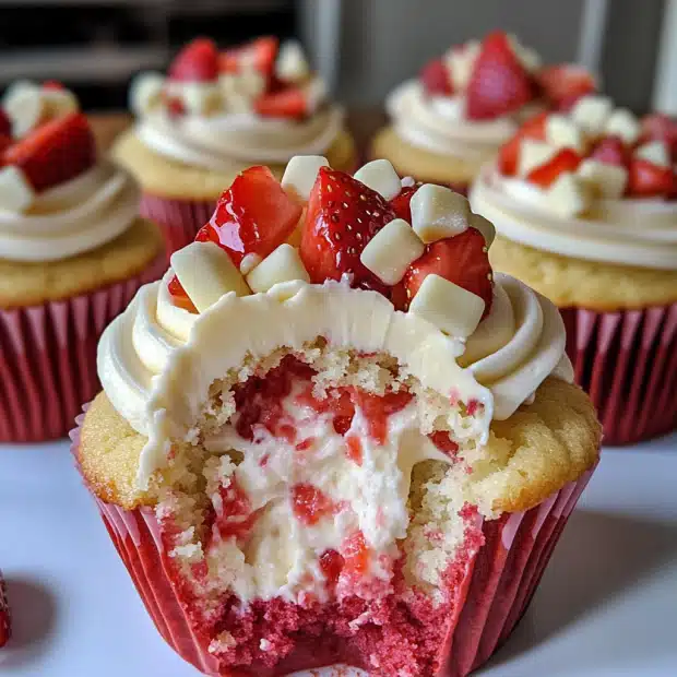 White Chocolate Strawberry Cupcakes – Recipe Whisper